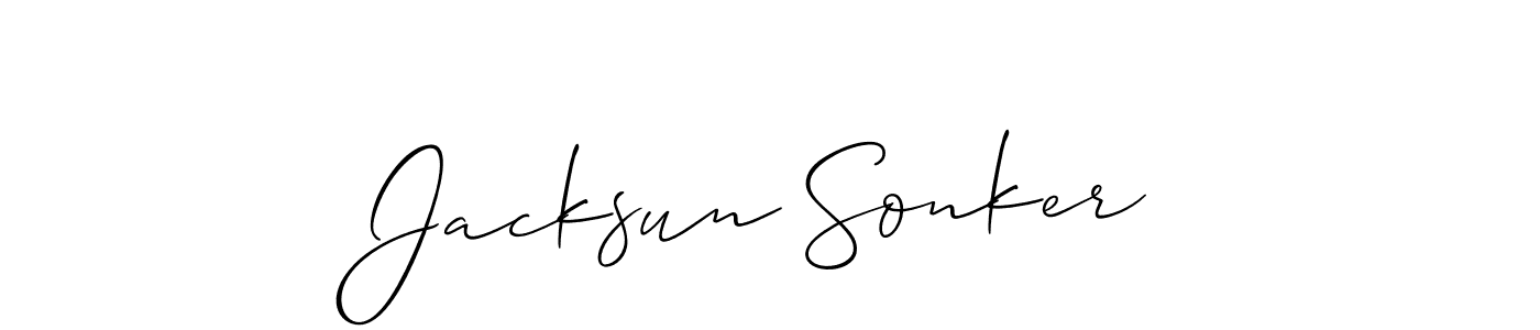 How to make Jacksun Sonker name signature. Use Allison_Script style for creating short signs online. This is the latest handwritten sign. Jacksun Sonker signature style 2 images and pictures png