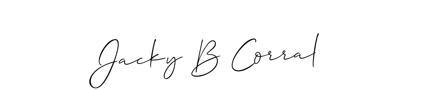 Check out images of Autograph of Jacky B Corral name. Actor Jacky B Corral Signature Style. Allison_Script is a professional sign style online. Jacky B Corral signature style 2 images and pictures png