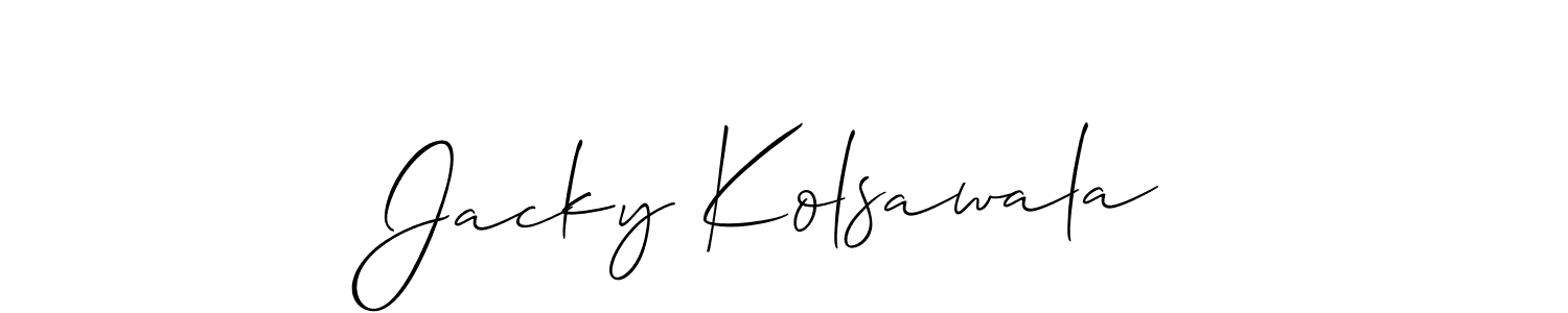 How to make Jacky Kolsawala signature? Allison_Script is a professional autograph style. Create handwritten signature for Jacky Kolsawala name. Jacky Kolsawala signature style 2 images and pictures png