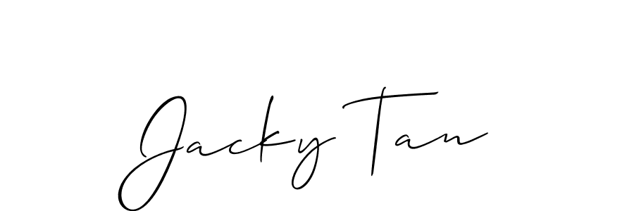 The best way (Allison_Script) to make a short signature is to pick only two or three words in your name. The name Jacky Tan include a total of six letters. For converting this name. Jacky Tan signature style 2 images and pictures png