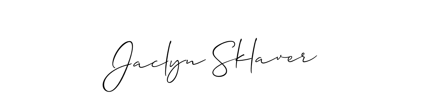 Allison_Script is a professional signature style that is perfect for those who want to add a touch of class to their signature. It is also a great choice for those who want to make their signature more unique. Get Jaclyn Sklaver name to fancy signature for free. Jaclyn Sklaver signature style 2 images and pictures png