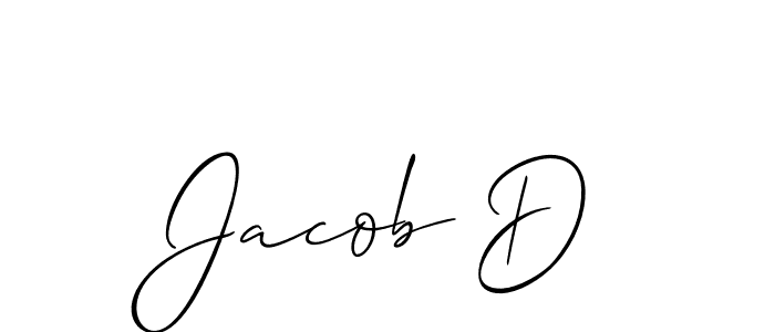 Also You can easily find your signature by using the search form. We will create Jacob D name handwritten signature images for you free of cost using Allison_Script sign style. Jacob D signature style 2 images and pictures png