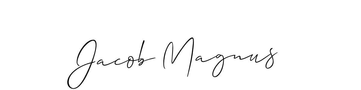 It looks lik you need a new signature style for name Jacob Magnus. Design unique handwritten (Allison_Script) signature with our free signature maker in just a few clicks. Jacob Magnus signature style 2 images and pictures png