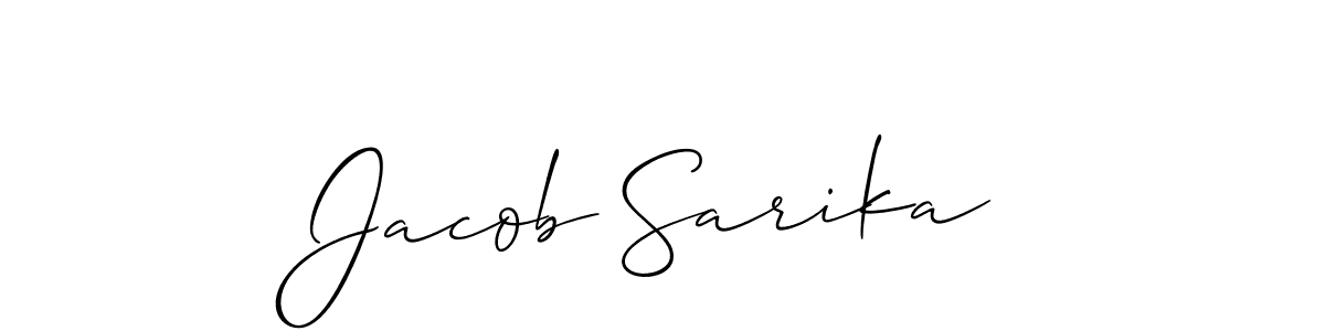 Use a signature maker to create a handwritten signature online. With this signature software, you can design (Allison_Script) your own signature for name Jacob Sarika. Jacob Sarika signature style 2 images and pictures png