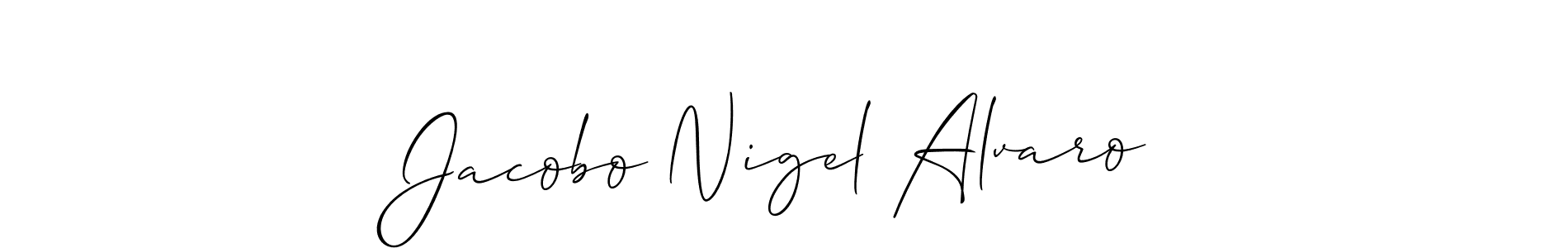 if you are searching for the best signature style for your name Jacobo Nigel Alvaro. so please give up your signature search. here we have designed multiple signature styles  using Allison_Script. Jacobo Nigel Alvaro signature style 2 images and pictures png