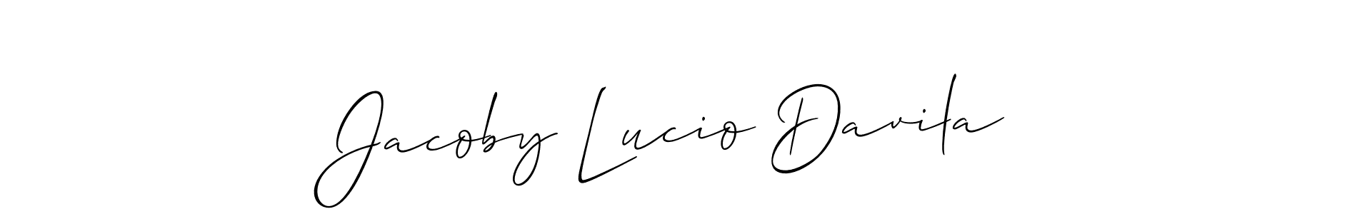 Allison_Script is a professional signature style that is perfect for those who want to add a touch of class to their signature. It is also a great choice for those who want to make their signature more unique. Get Jacoby Lucio Davila name to fancy signature for free. Jacoby Lucio Davila signature style 2 images and pictures png