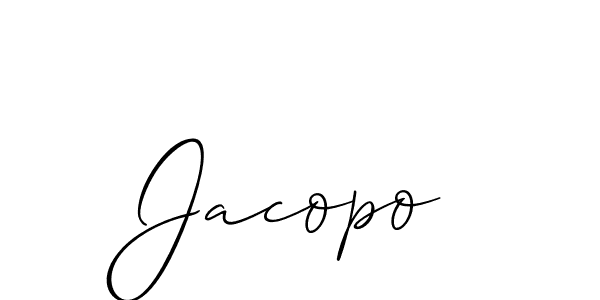 Use a signature maker to create a handwritten signature online. With this signature software, you can design (Allison_Script) your own signature for name Jacopo. Jacopo signature style 2 images and pictures png