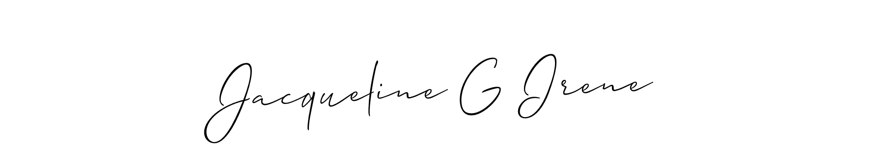 Check out images of Autograph of Jacqueline G Irene name. Actor Jacqueline G Irene Signature Style. Allison_Script is a professional sign style online. Jacqueline G Irene signature style 2 images and pictures png