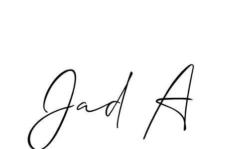 Also You can easily find your signature by using the search form. We will create Jad A name handwritten signature images for you free of cost using Allison_Script sign style. Jad A signature style 2 images and pictures png