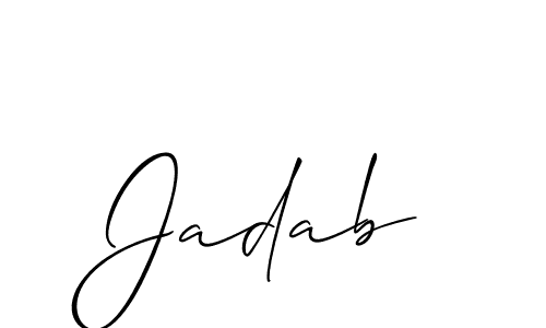 The best way (Allison_Script) to make a short signature is to pick only two or three words in your name. The name Jadab include a total of six letters. For converting this name. Jadab signature style 2 images and pictures png