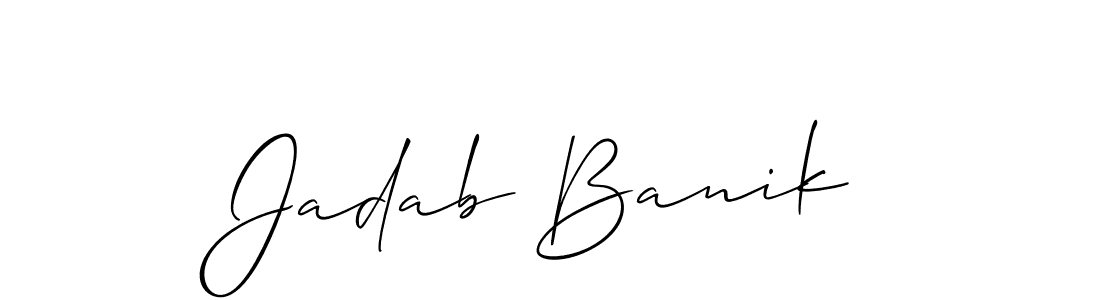 How to make Jadab Banik name signature. Use Allison_Script style for creating short signs online. This is the latest handwritten sign. Jadab Banik signature style 2 images and pictures png