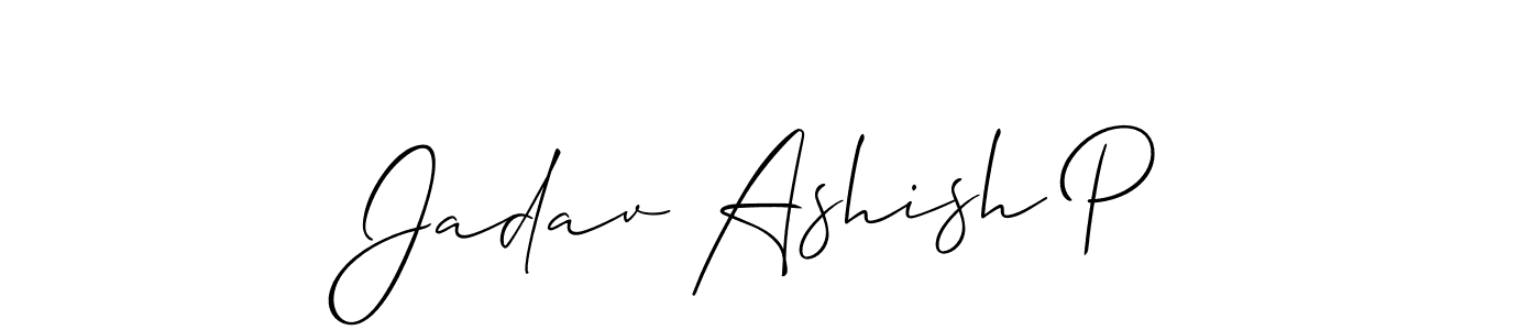 How to make Jadav Ashish P name signature. Use Allison_Script style for creating short signs online. This is the latest handwritten sign. Jadav Ashish P signature style 2 images and pictures png