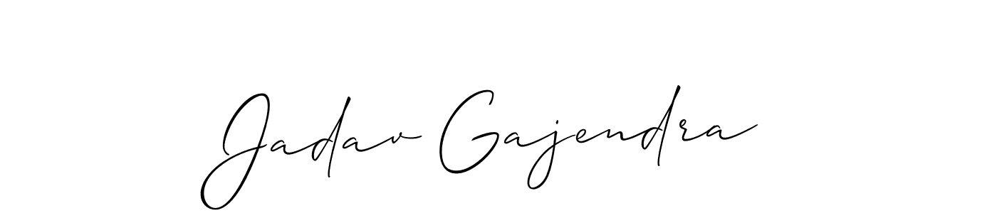 Allison_Script is a professional signature style that is perfect for those who want to add a touch of class to their signature. It is also a great choice for those who want to make their signature more unique. Get Jadav Gajendra name to fancy signature for free. Jadav Gajendra signature style 2 images and pictures png