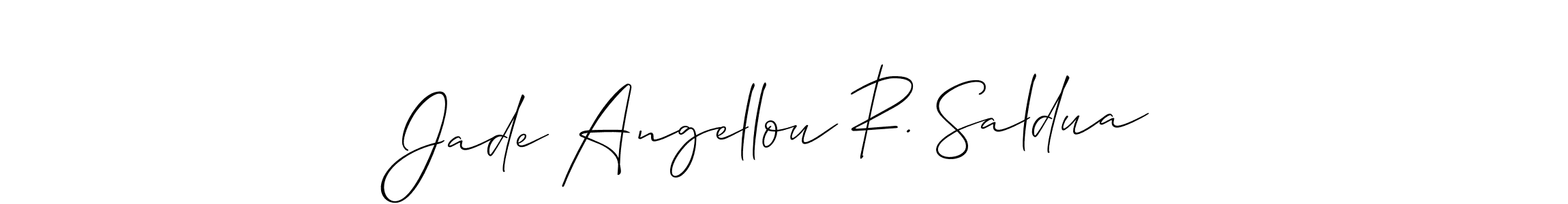 Jade Angellou R. Saldua stylish signature style. Best Handwritten Sign (Allison_Script) for my name. Handwritten Signature Collection Ideas for my name Jade Angellou R. Saldua. Jade Angellou R. Saldua signature style 2 images and pictures png