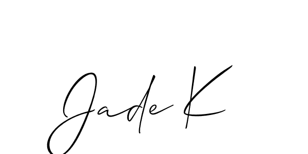 Use a signature maker to create a handwritten signature online. With this signature software, you can design (Allison_Script) your own signature for name Jade K. Jade K signature style 2 images and pictures png