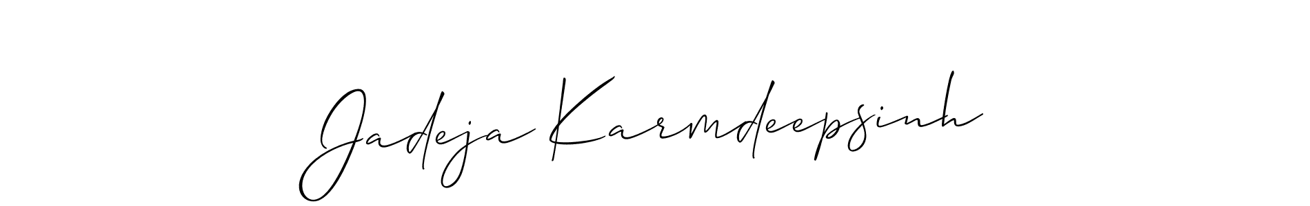 Also You can easily find your signature by using the search form. We will create Jadeja Karmdeepsinh name handwritten signature images for you free of cost using Allison_Script sign style. Jadeja Karmdeepsinh signature style 2 images and pictures png