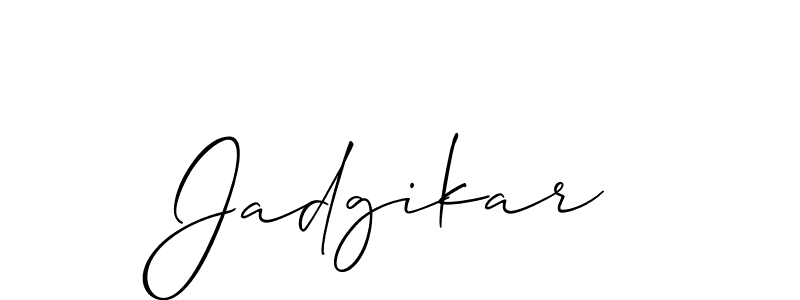 if you are searching for the best signature style for your name Jadgikar. so please give up your signature search. here we have designed multiple signature styles  using Allison_Script. Jadgikar signature style 2 images and pictures png