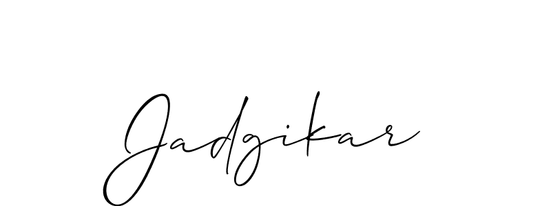 if you are searching for the best signature style for your name Jadgikar. so please give up your signature search. here we have designed multiple signature styles  using Allison_Script. Jadgikar signature style 2 images and pictures png