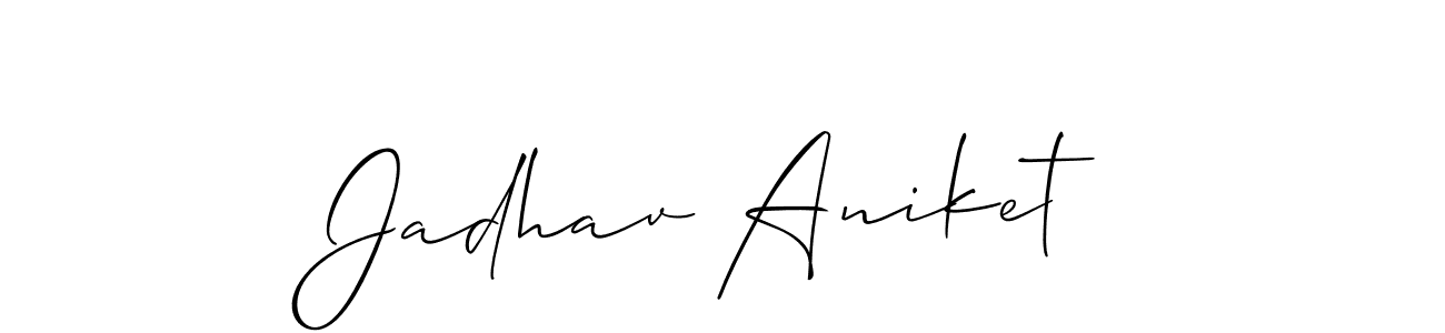 Allison_Script is a professional signature style that is perfect for those who want to add a touch of class to their signature. It is also a great choice for those who want to make their signature more unique. Get Jadhav Aniket name to fancy signature for free. Jadhav Aniket signature style 2 images and pictures png