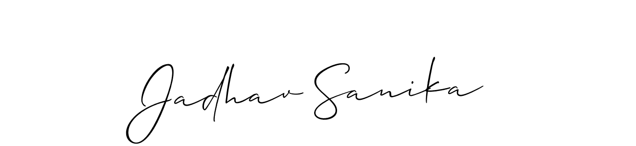 How to make Jadhav Sanika name signature. Use Allison_Script style for creating short signs online. This is the latest handwritten sign. Jadhav Sanika signature style 2 images and pictures png