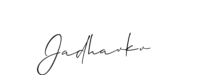 The best way (Allison_Script) to make a short signature is to pick only two or three words in your name. The name Jadhavkv include a total of six letters. For converting this name. Jadhavkv signature style 2 images and pictures png