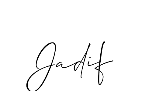 How to make Jadif name signature. Use Allison_Script style for creating short signs online. This is the latest handwritten sign. Jadif signature style 2 images and pictures png