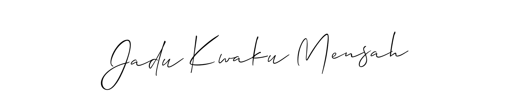 The best way (Allison_Script) to make a short signature is to pick only two or three words in your name. The name Jadu Kwaku Mensah include a total of six letters. For converting this name. Jadu Kwaku Mensah signature style 2 images and pictures png