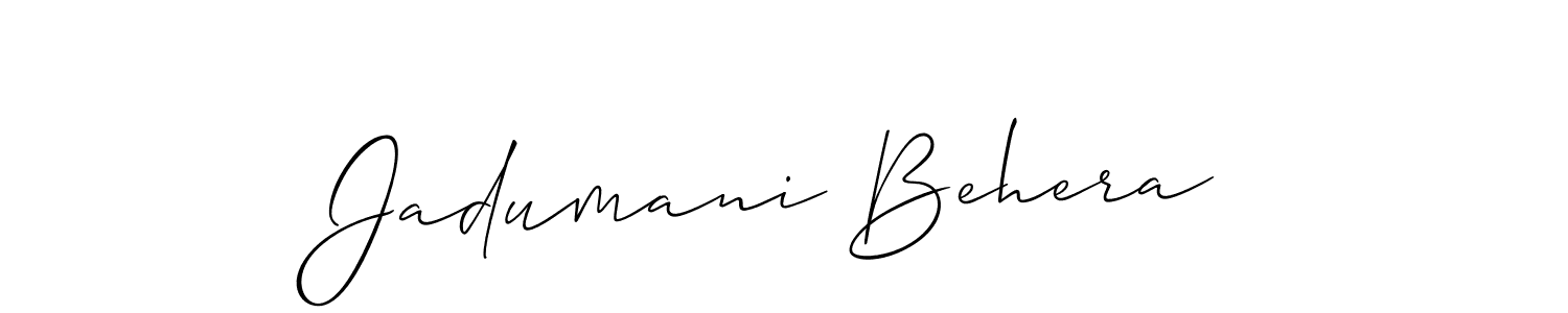 You should practise on your own different ways (Allison_Script) to write your name (Jadumani Behera) in signature. don't let someone else do it for you. Jadumani Behera signature style 2 images and pictures png