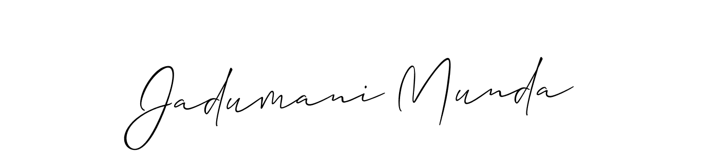 Create a beautiful signature design for name Jadumani Munda. With this signature (Allison_Script) fonts, you can make a handwritten signature for free. Jadumani Munda signature style 2 images and pictures png