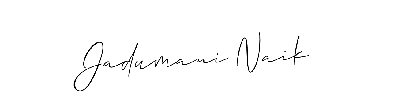 The best way (Allison_Script) to make a short signature is to pick only two or three words in your name. The name Jadumani Naik include a total of six letters. For converting this name. Jadumani Naik signature style 2 images and pictures png