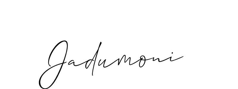 You should practise on your own different ways (Allison_Script) to write your name (Jadumoni) in signature. don't let someone else do it for you. Jadumoni signature style 2 images and pictures png