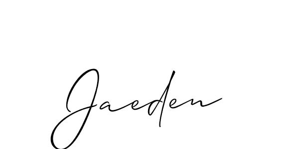 Design your own signature with our free online signature maker. With this signature software, you can create a handwritten (Allison_Script) signature for name Jaeden. Jaeden signature style 2 images and pictures png