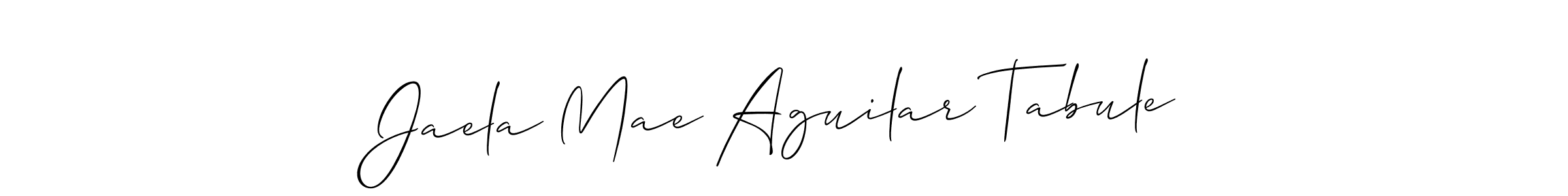 Also we have Jaela Mae Aguilar Tabule name is the best signature style. Create professional handwritten signature collection using Allison_Script autograph style. Jaela Mae Aguilar Tabule signature style 2 images and pictures png