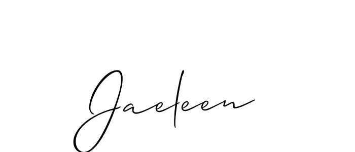 Make a beautiful signature design for name Jaeleen. With this signature (Allison_Script) style, you can create a handwritten signature for free. Jaeleen signature style 2 images and pictures png