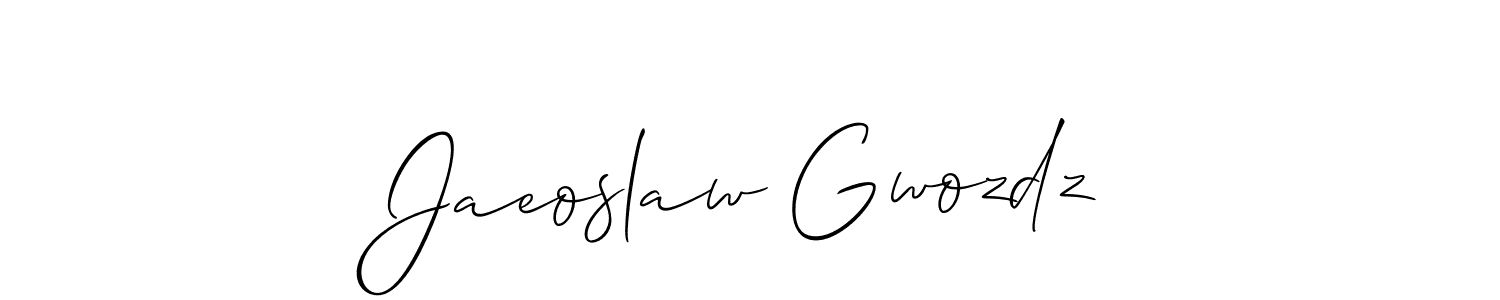 Make a short Jaeoslaw Gwozdz signature style. Manage your documents anywhere anytime using Allison_Script. Create and add eSignatures, submit forms, share and send files easily. Jaeoslaw Gwozdz signature style 2 images and pictures png