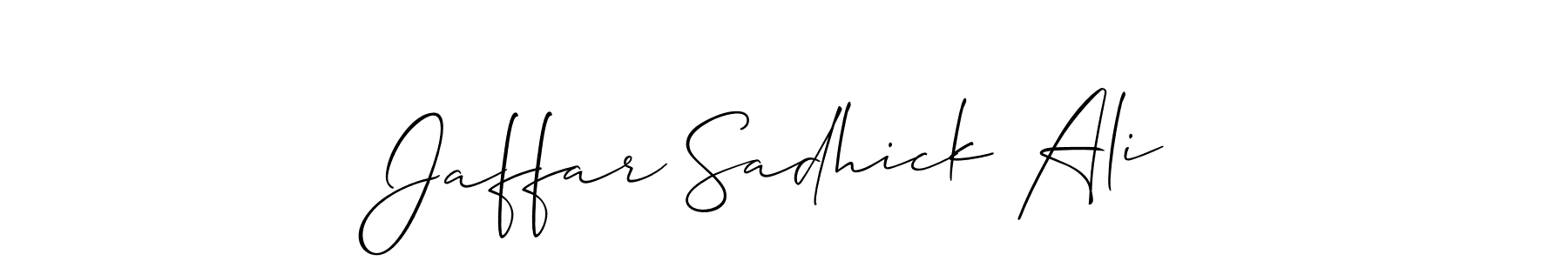 Use a signature maker to create a handwritten signature online. With this signature software, you can design (Allison_Script) your own signature for name Jaffar Sadhick Ali. Jaffar Sadhick Ali signature style 2 images and pictures png