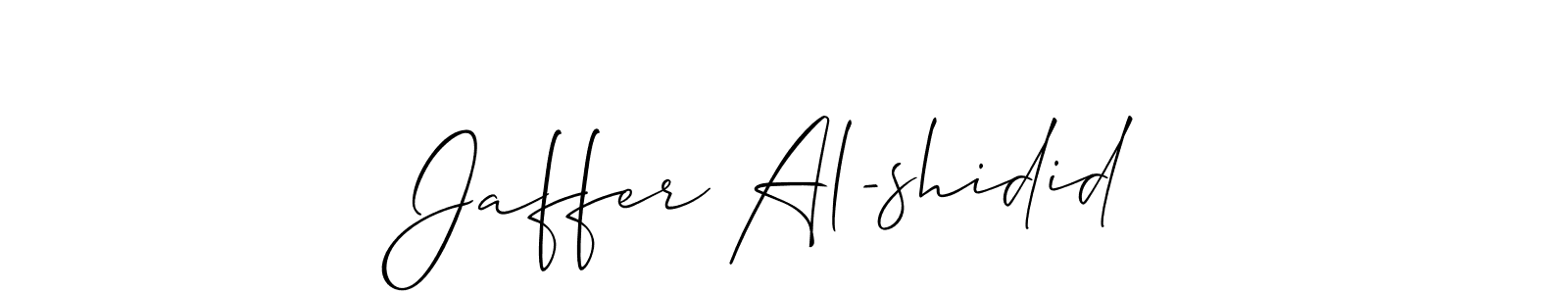 Also You can easily find your signature by using the search form. We will create Jaffer Al-shidid name handwritten signature images for you free of cost using Allison_Script sign style. Jaffer Al-shidid signature style 2 images and pictures png