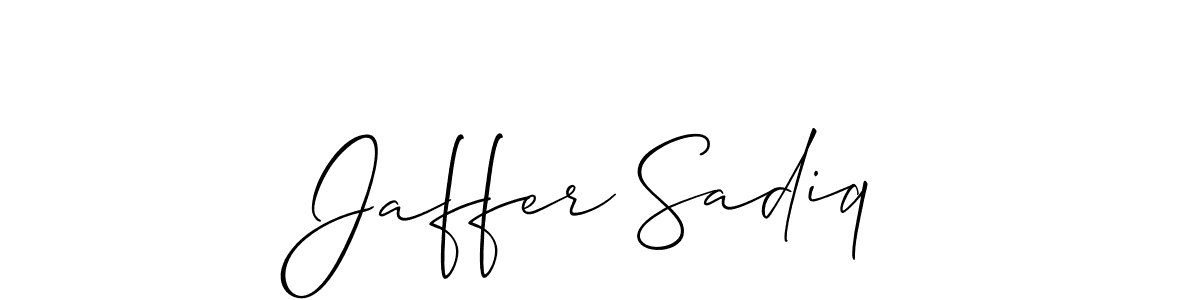 Make a beautiful signature design for name Jaffer Sadiq. With this signature (Allison_Script) style, you can create a handwritten signature for free. Jaffer Sadiq signature style 2 images and pictures png