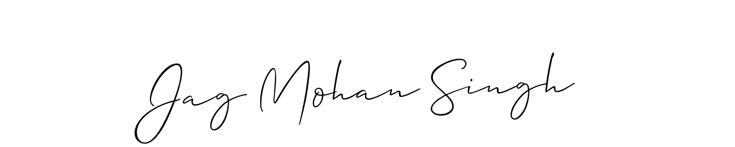 The best way (Allison_Script) to make a short signature is to pick only two or three words in your name. The name Jag Mohan Singh include a total of six letters. For converting this name. Jag Mohan Singh signature style 2 images and pictures png