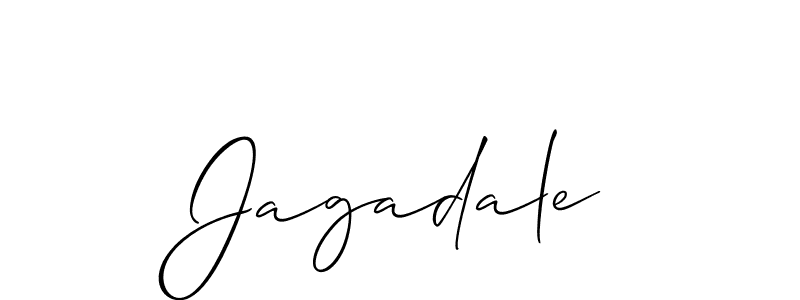 Allison_Script is a professional signature style that is perfect for those who want to add a touch of class to their signature. It is also a great choice for those who want to make their signature more unique. Get Jagadale name to fancy signature for free. Jagadale signature style 2 images and pictures png