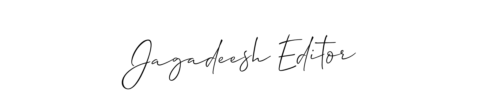 The best way (Allison_Script) to make a short signature is to pick only two or three words in your name. The name Jagadeesh Editor include a total of six letters. For converting this name. Jagadeesh Editor signature style 2 images and pictures png