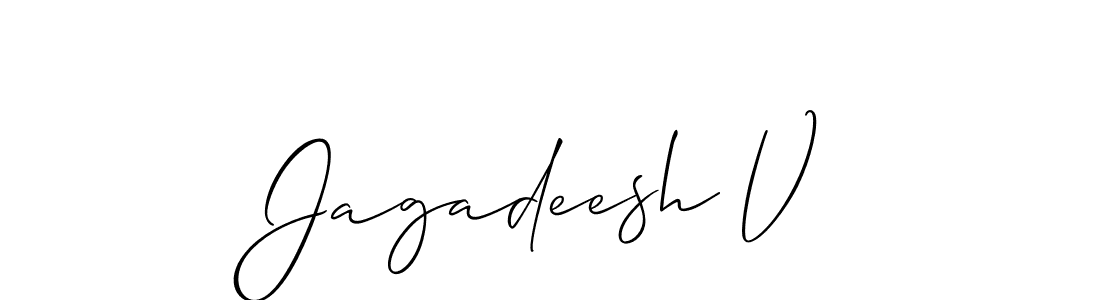 How to make Jagadeesh V name signature. Use Allison_Script style for creating short signs online. This is the latest handwritten sign. Jagadeesh V signature style 2 images and pictures png