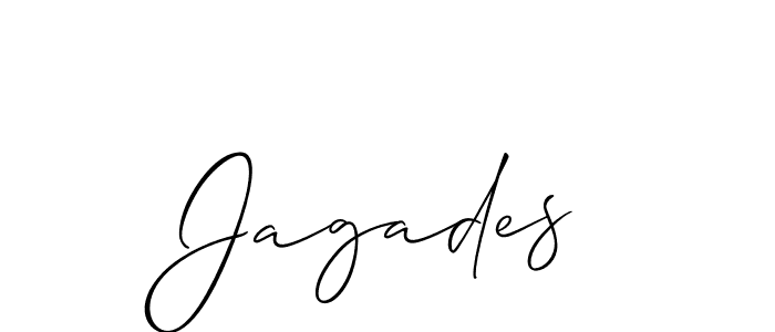 Use a signature maker to create a handwritten signature online. With this signature software, you can design (Allison_Script) your own signature for name Jagades. Jagades signature style 2 images and pictures png