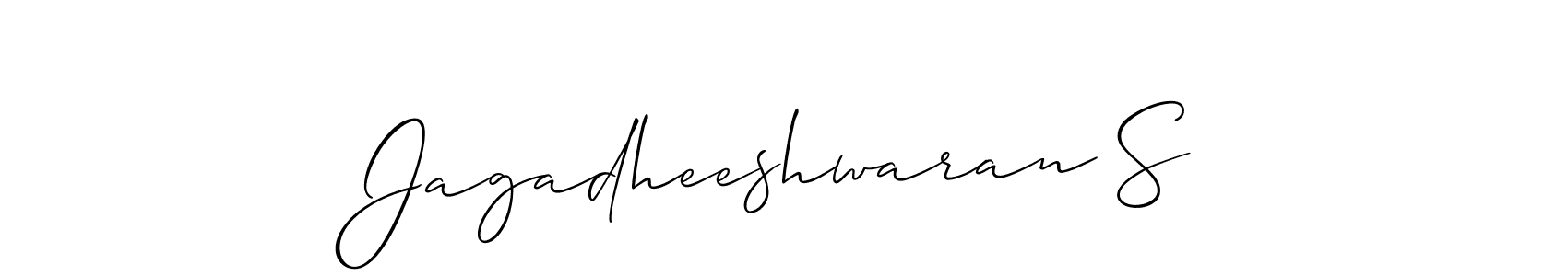Also You can easily find your signature by using the search form. We will create Jagadheeshwaran S name handwritten signature images for you free of cost using Allison_Script sign style. Jagadheeshwaran S signature style 2 images and pictures png