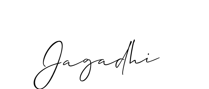 if you are searching for the best signature style for your name Jagadhi. so please give up your signature search. here we have designed multiple signature styles  using Allison_Script. Jagadhi signature style 2 images and pictures png