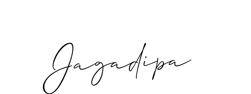 The best way (Allison_Script) to make a short signature is to pick only two or three words in your name. The name Jagadipa include a total of six letters. For converting this name. Jagadipa signature style 2 images and pictures png