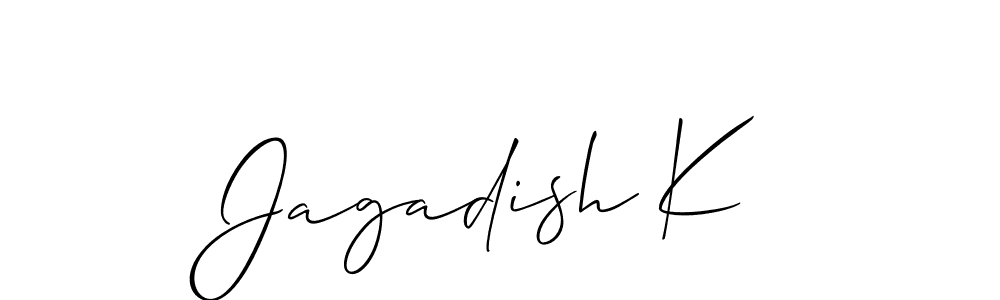 How to make Jagadish K name signature. Use Allison_Script style for creating short signs online. This is the latest handwritten sign. Jagadish K signature style 2 images and pictures png