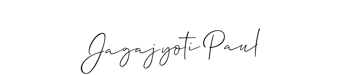 Allison_Script is a professional signature style that is perfect for those who want to add a touch of class to their signature. It is also a great choice for those who want to make their signature more unique. Get Jagajyoti Paul name to fancy signature for free. Jagajyoti Paul signature style 2 images and pictures png