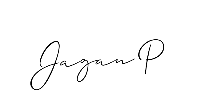 How to make Jagan P name signature. Use Allison_Script style for creating short signs online. This is the latest handwritten sign. Jagan P signature style 2 images and pictures png