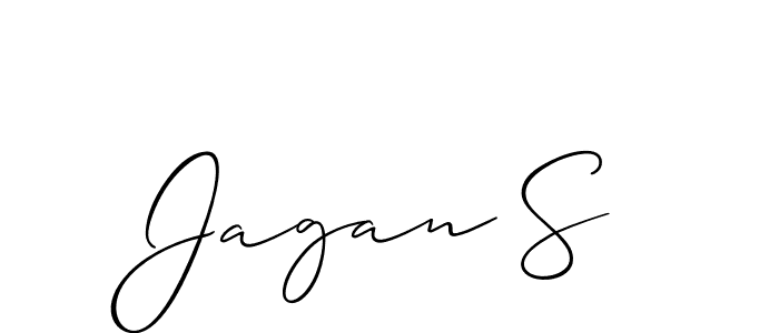 The best way (Allison_Script) to make a short signature is to pick only two or three words in your name. The name Jagan S include a total of six letters. For converting this name. Jagan S signature style 2 images and pictures png